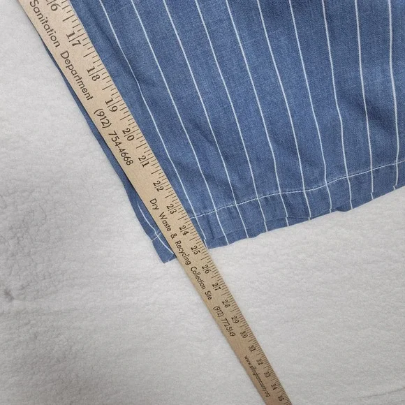 Seven7 Women's Wide Leg Pant Size 12 Belted Blue Striped Pockets Comfort NWT - Picture 10 of 15